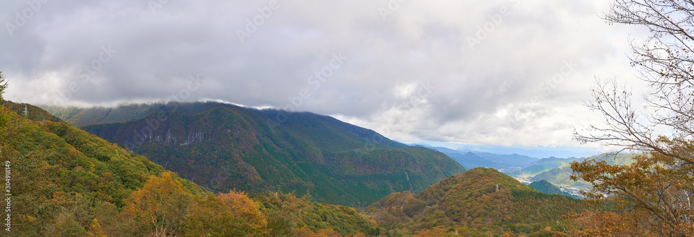 panorama view of mountain autumn in. nikko japan