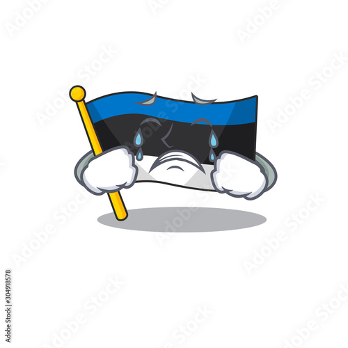 Sad Crying flag estonia cartoon style vector illustration