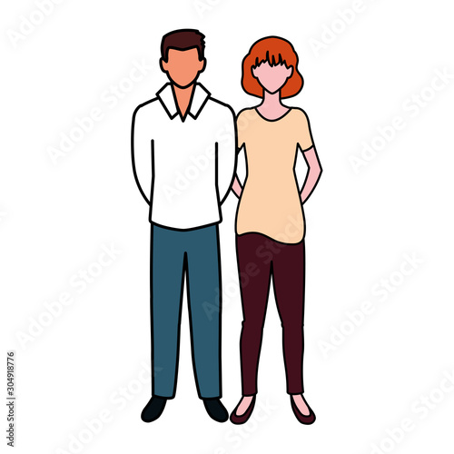 Wallpaper Mural couple of people faceless on white background Torontodigital.ca