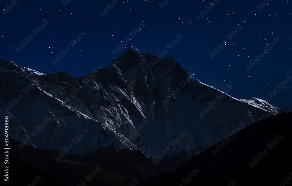 Top of mount Everest at night, Nepal