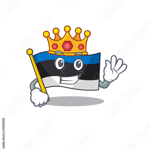 Flag estonia cartoon with in king character