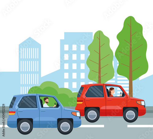 People driving cars vector design