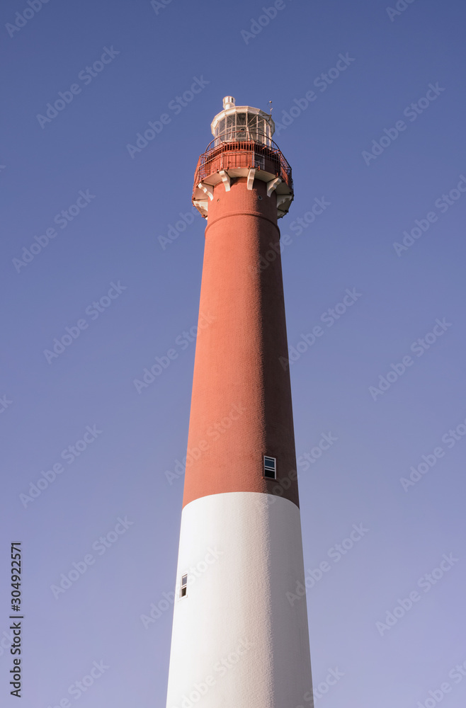 Barnegat light house, known as Old Barney, located on the 40th parallel in Barnegat Lighthouse State Park, on Long Beach Island, Barnegat Light, New Jersey