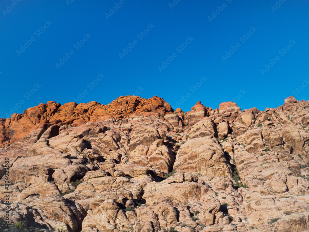Red Rock Canyon National Conservation Area, Nevada in the Mojave Desert. The beautiful red rock formations are made of Aztec sandstone from lithified sand dunes.