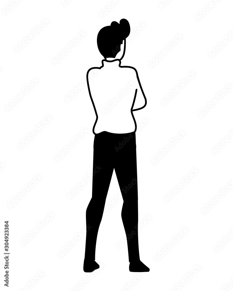 young man of back position on white background young man of back position on white background