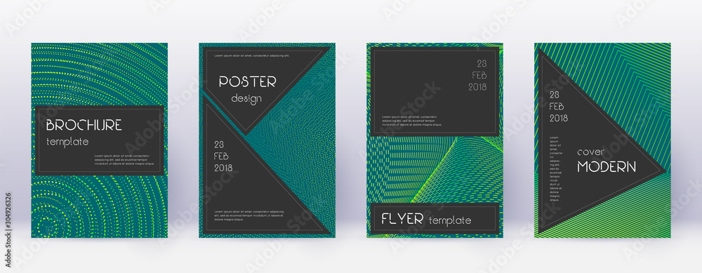 Black brochure design template set. Green abstract Black brochure design template set. Green abstract