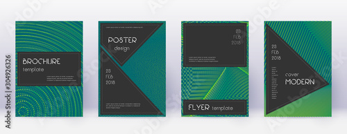 Black brochure design template set. Green abstract