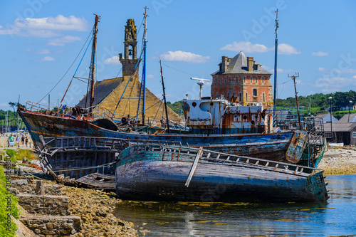 Old abandoned ship in the port of Camaret-sur-Mer.Brittany. France photo