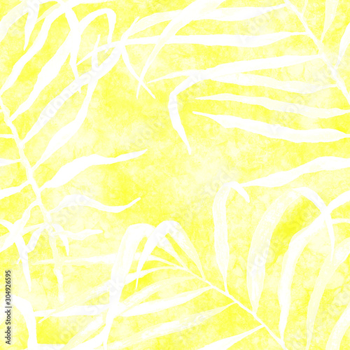 Tropical seamless pattern. Watercolor swaying palm