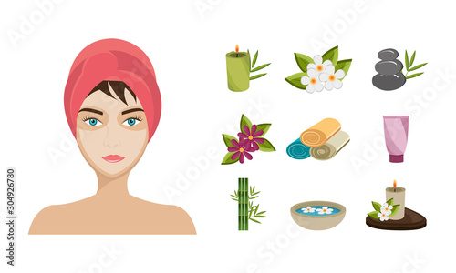 bundle spa therapy set icons vector illustration design