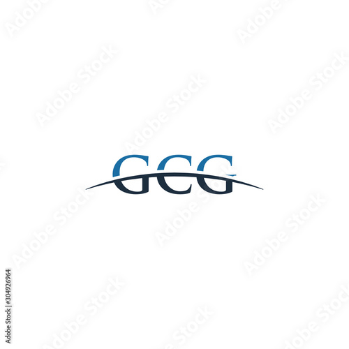 Initial letter GCG, overlapping movement swoosh horizon logo company design inspiration in blue and gray color vector