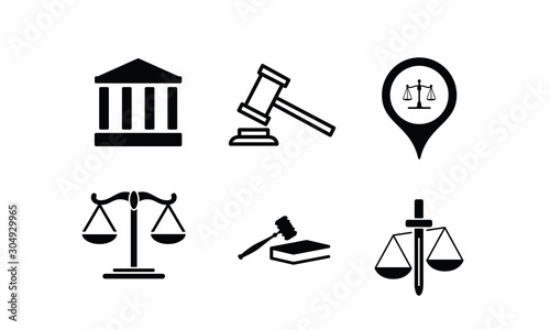 Law and justice line icons set vector illustration - Vector