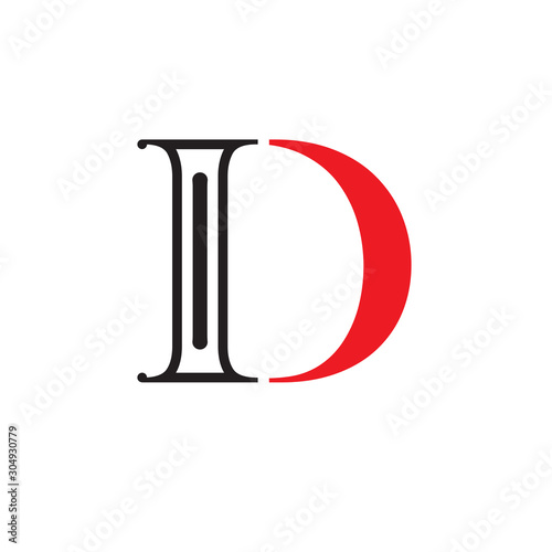 Logo design with letter D in red with pillar icon