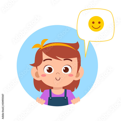 happy cute kid girl with emoji expression