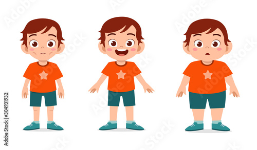 cute kids with various weight skinny fit fat
