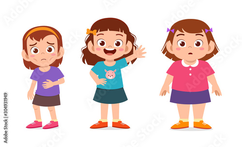 cute kids with various weight skinny fit fat