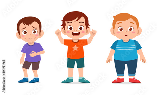 cute kids with various weight skinny fit fat