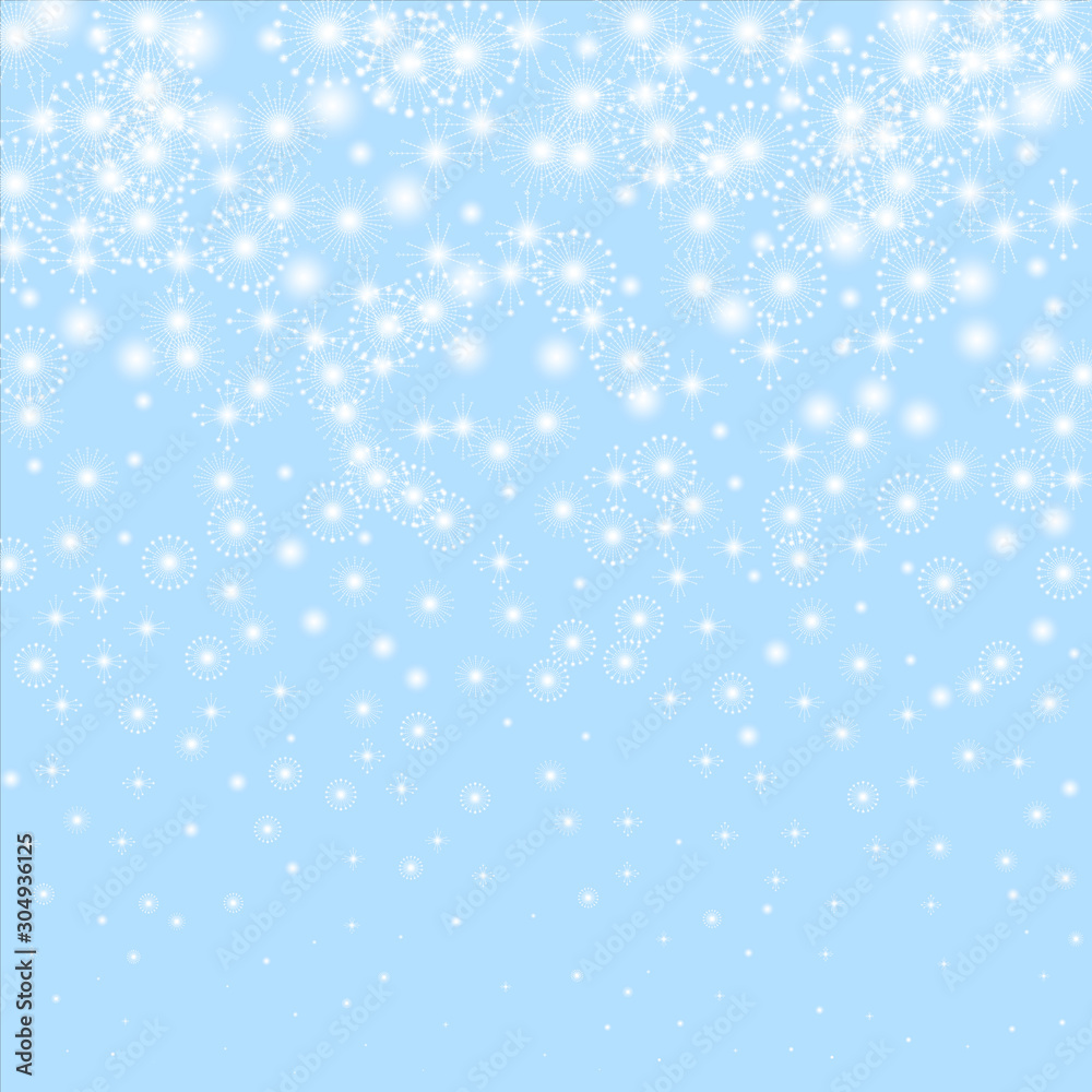 Snow flakes. Beauteous winter silver snowflake overlay template. Fancy vector illustration. Sparce snow