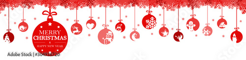 hanging baubles with christmas icons and greetings