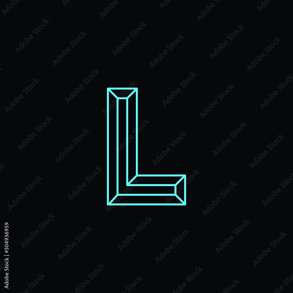 Simple L Minimalist Initial / Letter L modern logo design with blue neon color .vector Simple L Minimalist Initial / Letter L modern logo design with blue neon color .vector