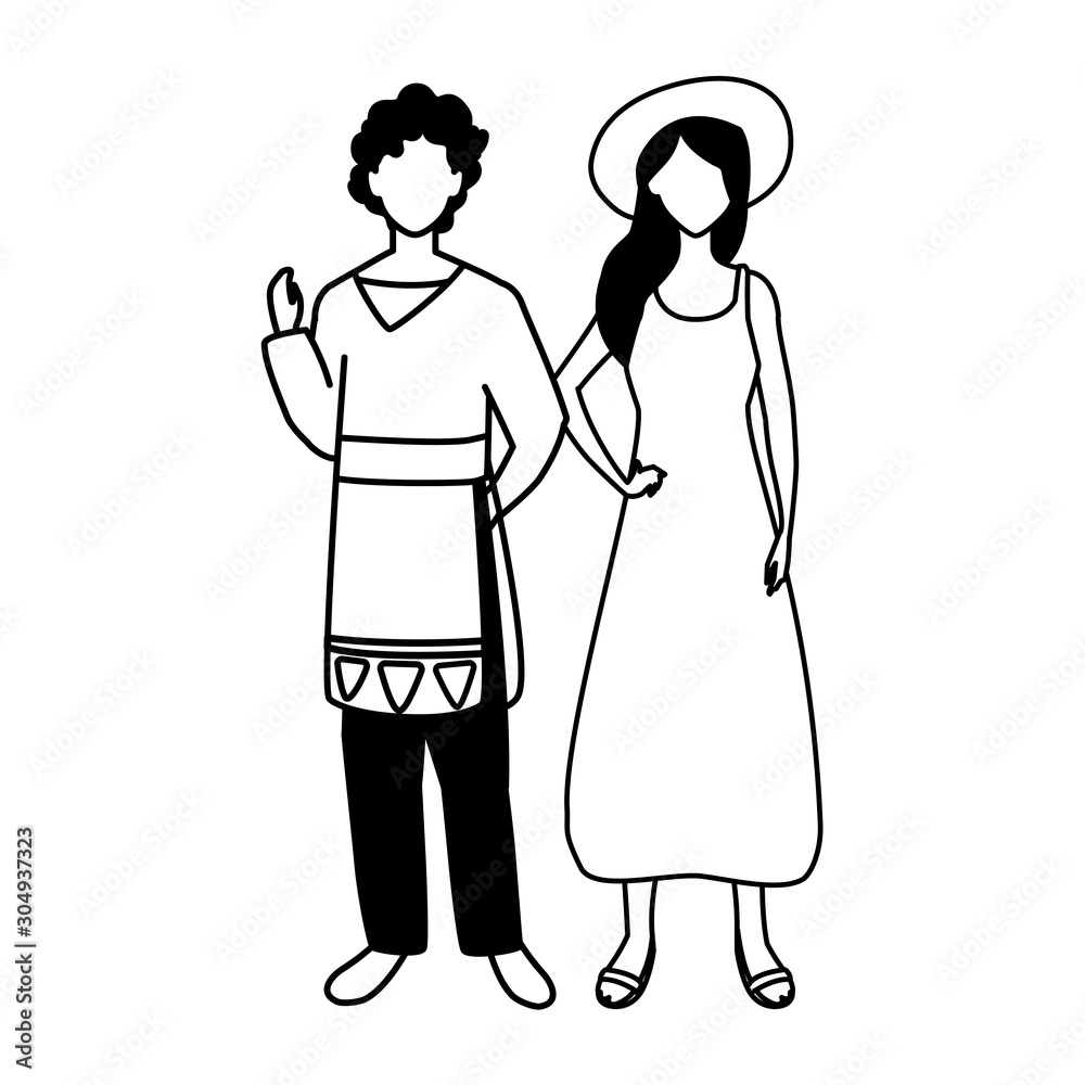 couple of people faceless on white background couple of people faceless on white background