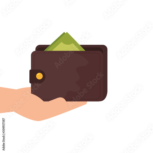 hands with wallet accessory isolated icon vector illustration design