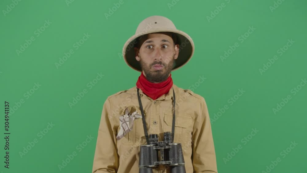 Adult Man Explorer Looking Surprised To The Camera Adult Man Explorer Looking Surprised To The Camera