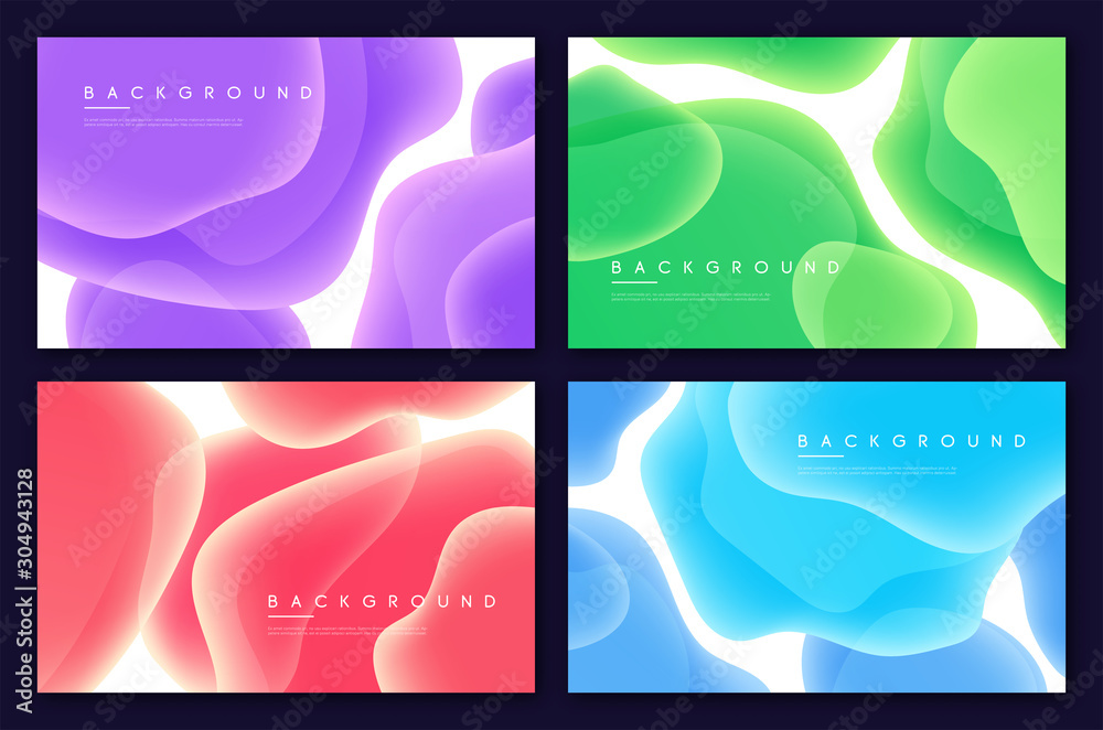 Set of abstract minimalist vector backgrounds with liquid bubble shapes