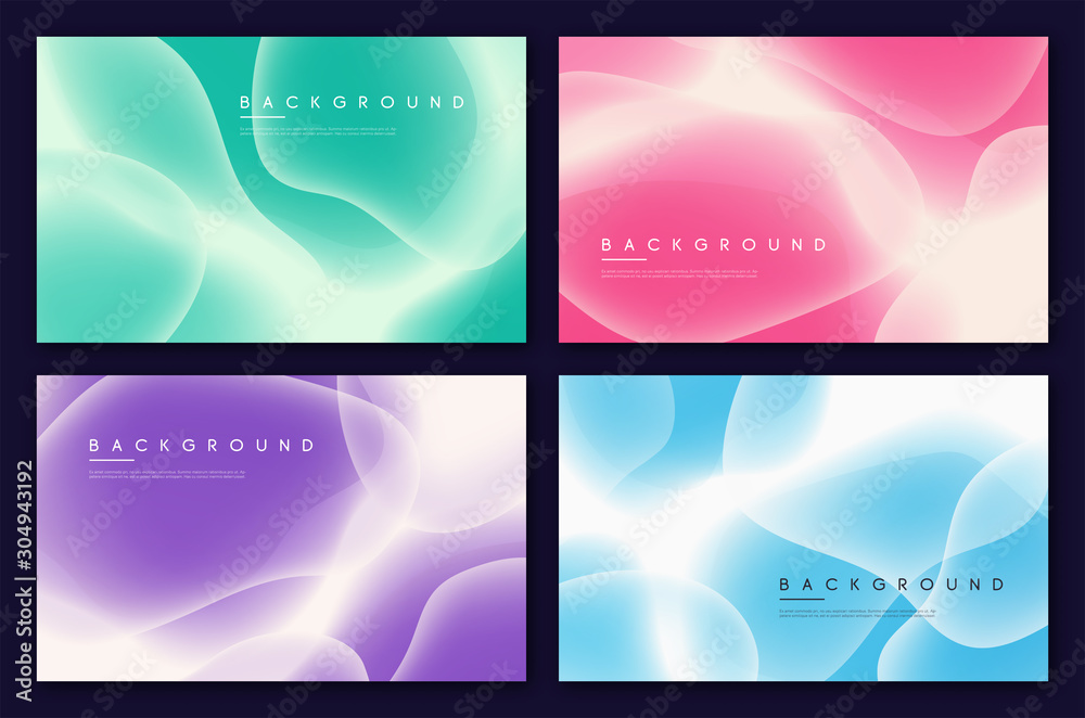 Set of abstract minimalist vector backgrounds with liquid bubble shapes