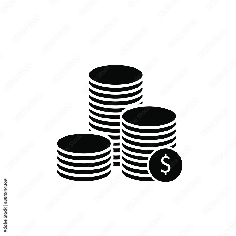 money icon, coins icon isolated in white background money icon, coins icon isolated in white background