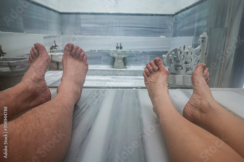 Photography Istanbul, Turkey A couple laying on a hot marble slab at a Turkish bath or Hamam