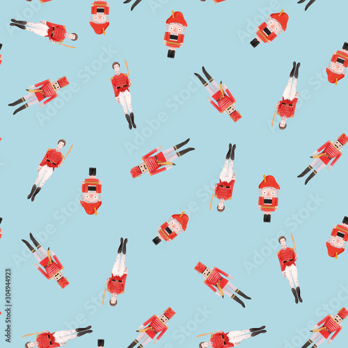 Watercolor vector christmas winter nutcracker fairy tale ballet seamless pattern