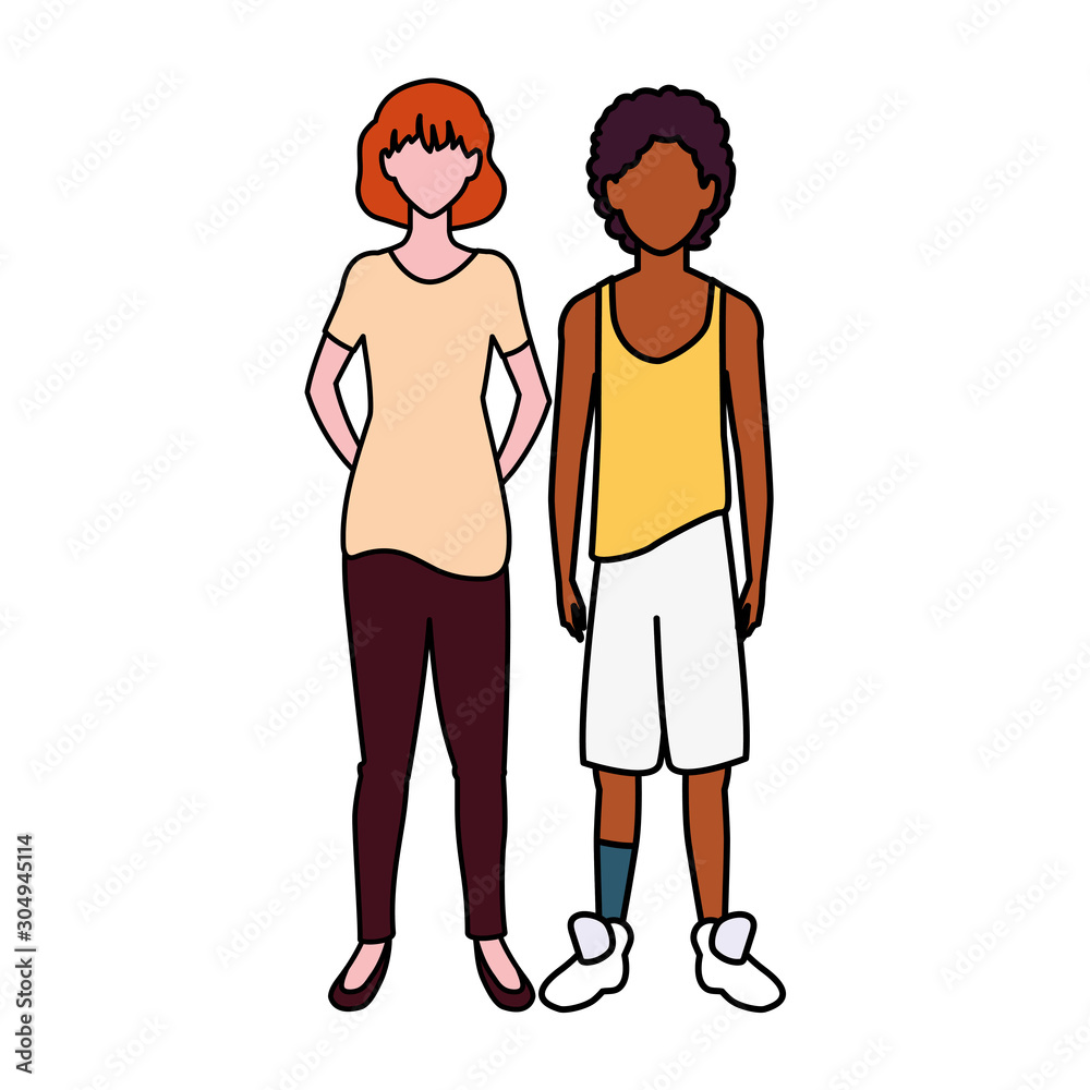 couple of people faceless on white background couple of people faceless on white background