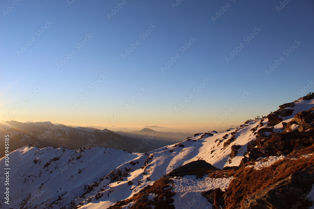 December 2018-Mesmerizing view of horizon from a high altitude mountain summit. 