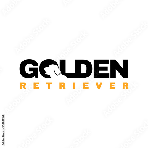 silhouette of golden retriever dog logo vector. stylish golden retriever letter with dog head element design concept