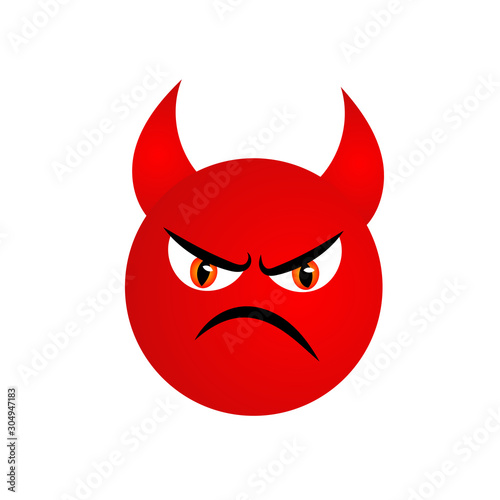 Angry emoticonal. Devil red evil icon. Vector illustration.