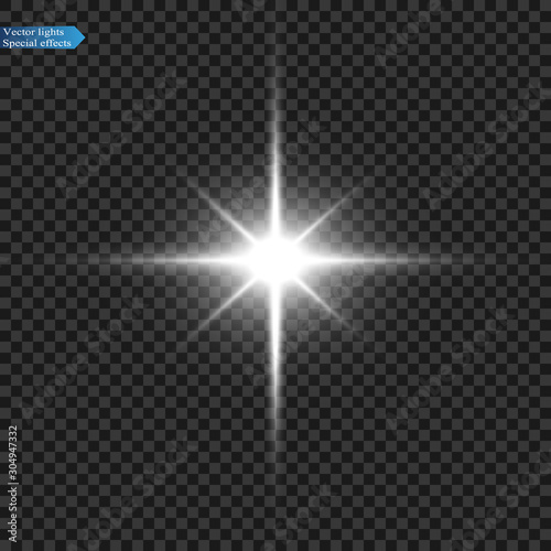  Special flash lens, light effect. The flash blinks with beams and a searchlight. silt White glowing light. Beautiful star Light from the rays.