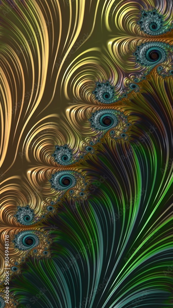 Fototapeta Artfully 3D rendering fractal, fanciful abstract illustration and colorful designed pattern
