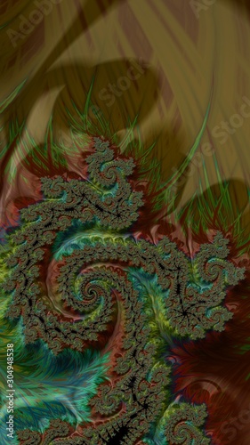 Wallpaper Mural Artfully 3D rendering fractal, fanciful abstract illustration and colorful designed pattern Torontodigital.ca
