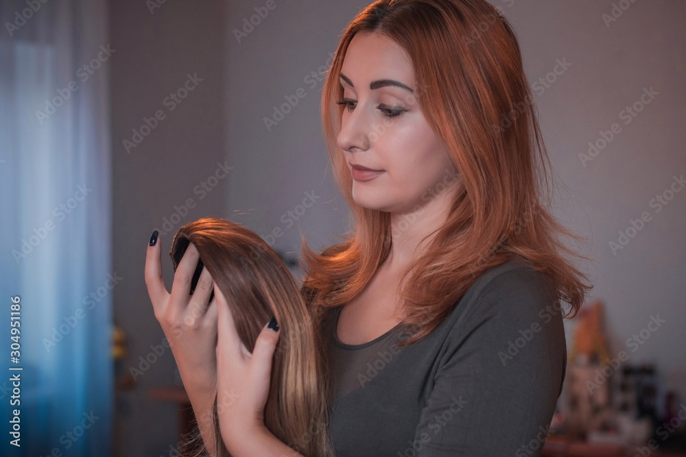 Naklejka premium Wigs, hair. Womens beauty concept