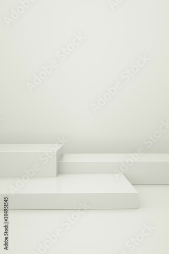 White booth 3D rendering background wall, can be used for banner design items display background.