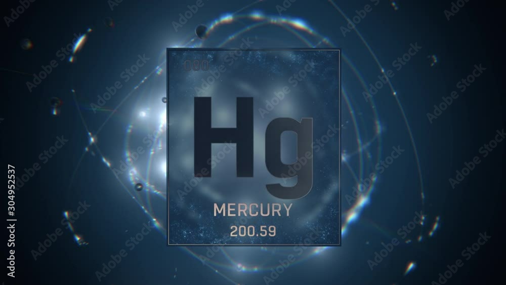Mercury as Element 80 of the Periodic Table. Seamlessly looping 3D ...