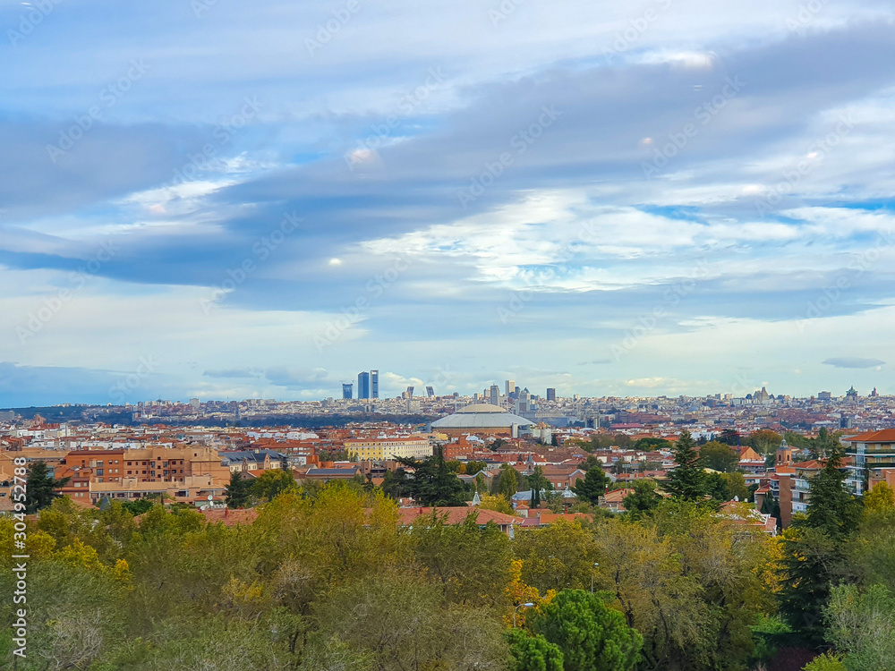 Madrid city skyline seen from the Carabanchel neighborhood