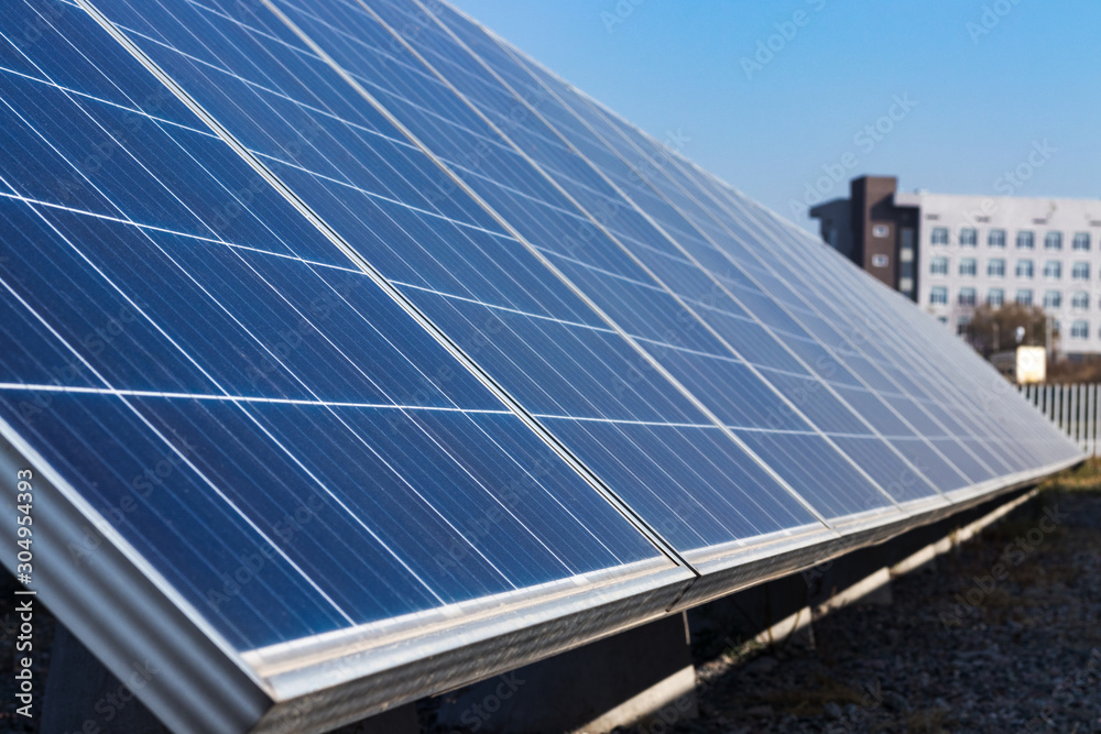 A row of solar panels at the station A row of solar panels at the station