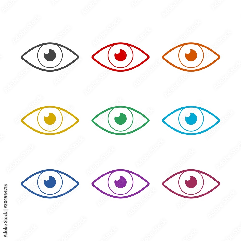 Eye color icon set isolated on white background Eye color icon set isolated on white background