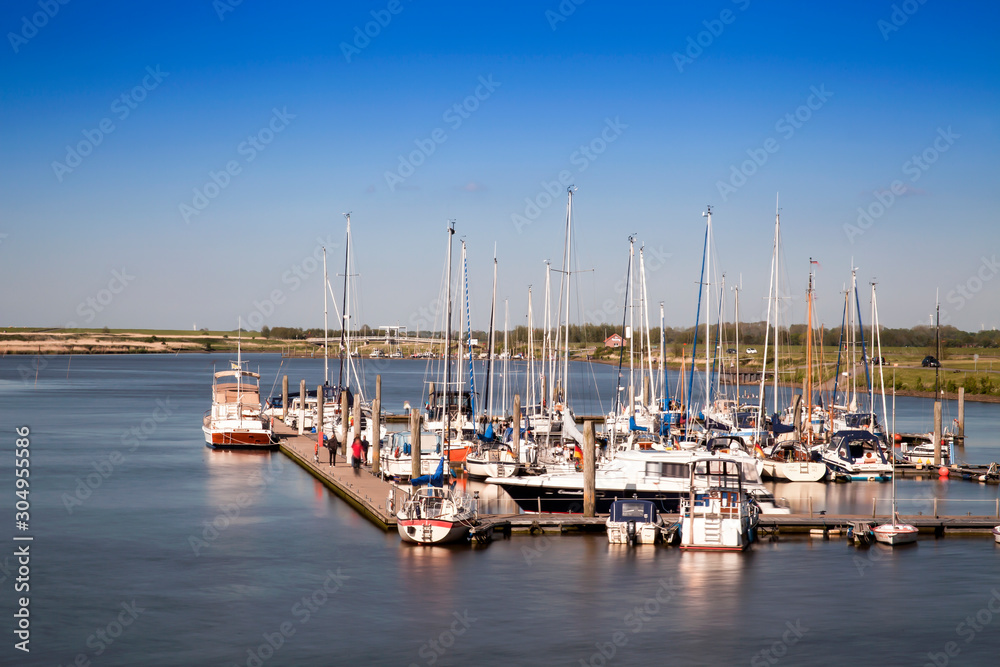 boats in the harbour,Greetsiel, Leybucht, Krummhörn, East Frisia, Lower Saxony, Germany, Europe