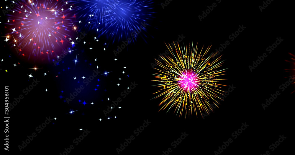 Beautiful fireworks in the sky with black background Beautiful fireworks in the sky with black background