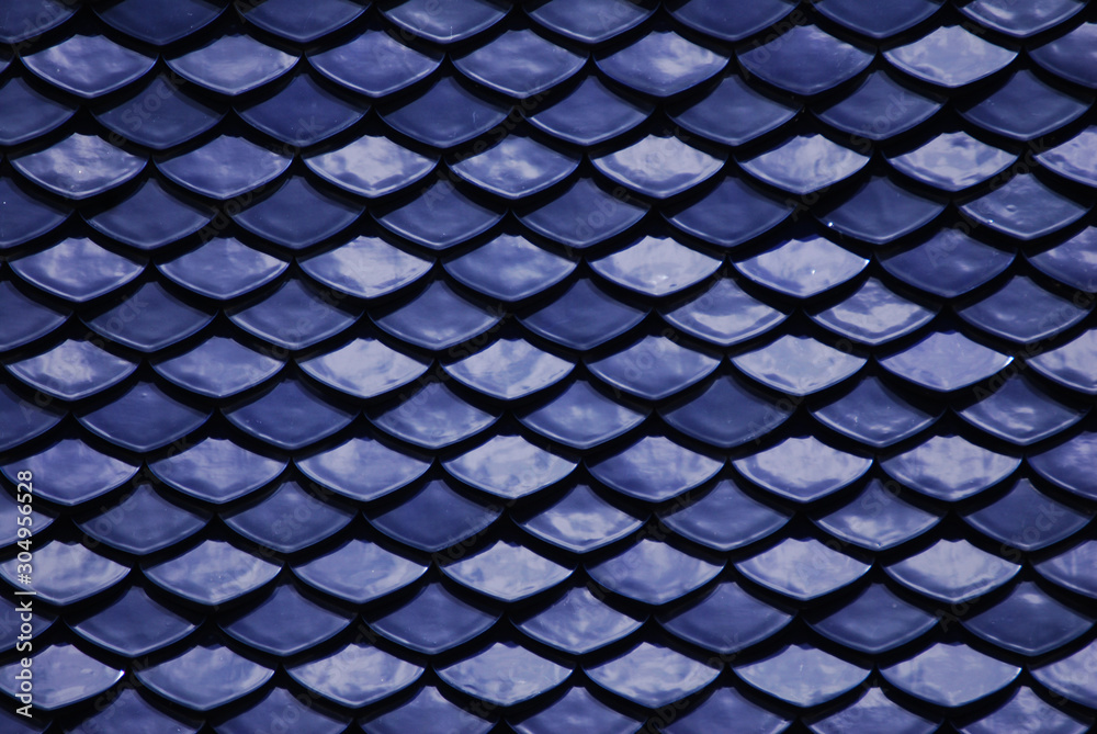 Abstract scene of Blue earthenware tiles or calls tiles consists of fish scales on the roof of temple bangkok thailand - Blue backgroud backdrop concept Abstract scene of Blue earthenware tiles or calls tiles consists of fish scales on the roof of temple bangkok thailand - Blue backgroud backdrop concept