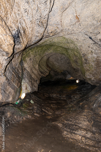 Akhshtyrskaya cave is a landmark near the city of Sochi, Russia. 27 October 2019