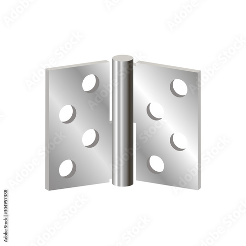 Realistic door hinges color silver.3d  vector illustration and realistic isometric view.